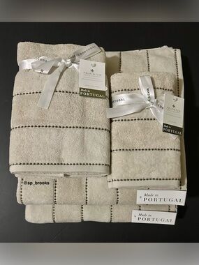 🎁6PC FELPINTER Velour Bath Towel Set - Khaki - Cotton, Super Soft & Absorbent